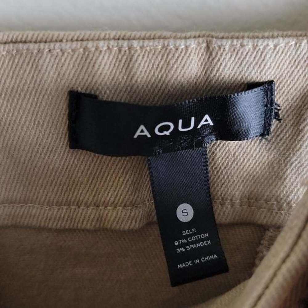 Aqua Women Beige Stretch Square Neck Back-Zip Ruffle Jumpsuit no belt XS $198 - Picture 12 of 12